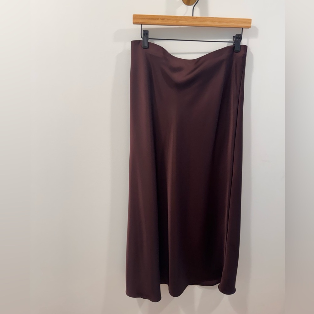 Zara Satin Effect Midi Skirt - Deep Wine - Picture 2 of 4
